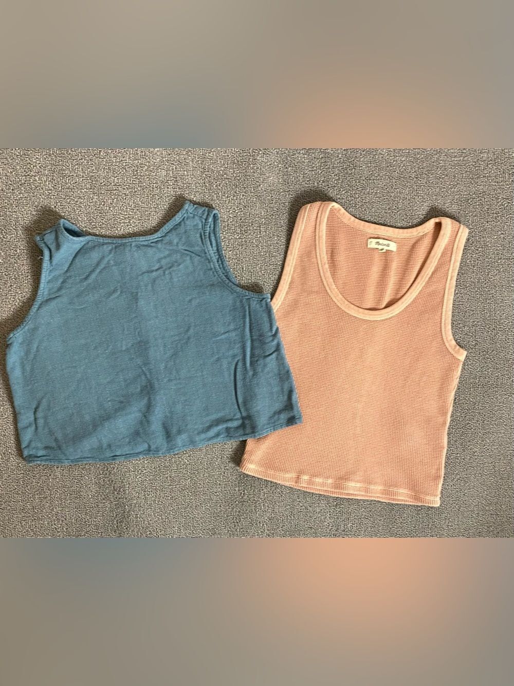 Madewell & Caracilia Summer Cropped Tank Bundle- Button Back Linen Cotton Ribbed